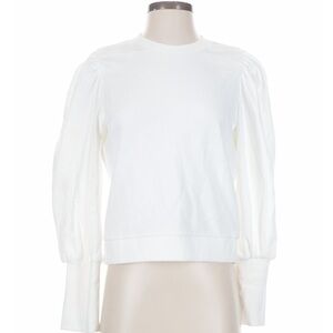 Joe's Jeans -White Puff-Sleeve Crewneck Sweatshirt. (S)